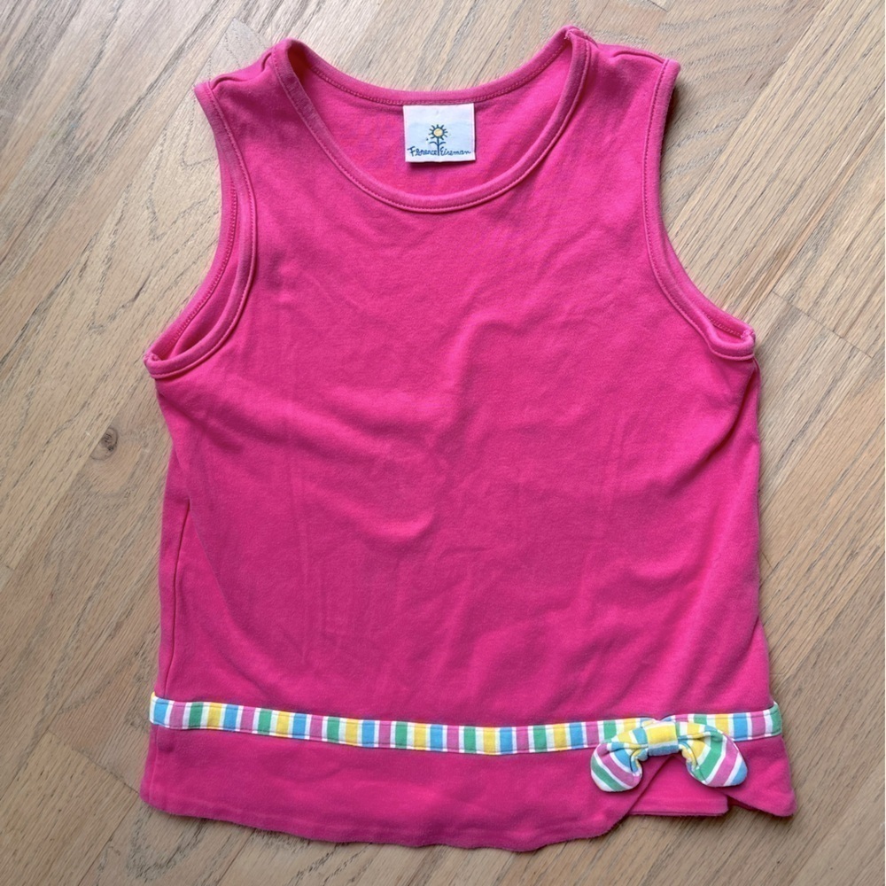 Florence Eiseman Pink Tank Top with rainbow bow stripe Sz 5